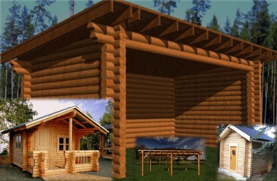 Rundbohlenhäuser Carport Sauna