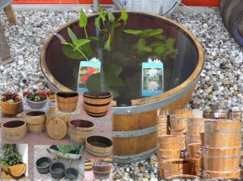 Fass-Pflanzkübel Fassabschnitte Miniteiche