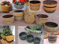 Blumenkübel aus gebr. Fässern