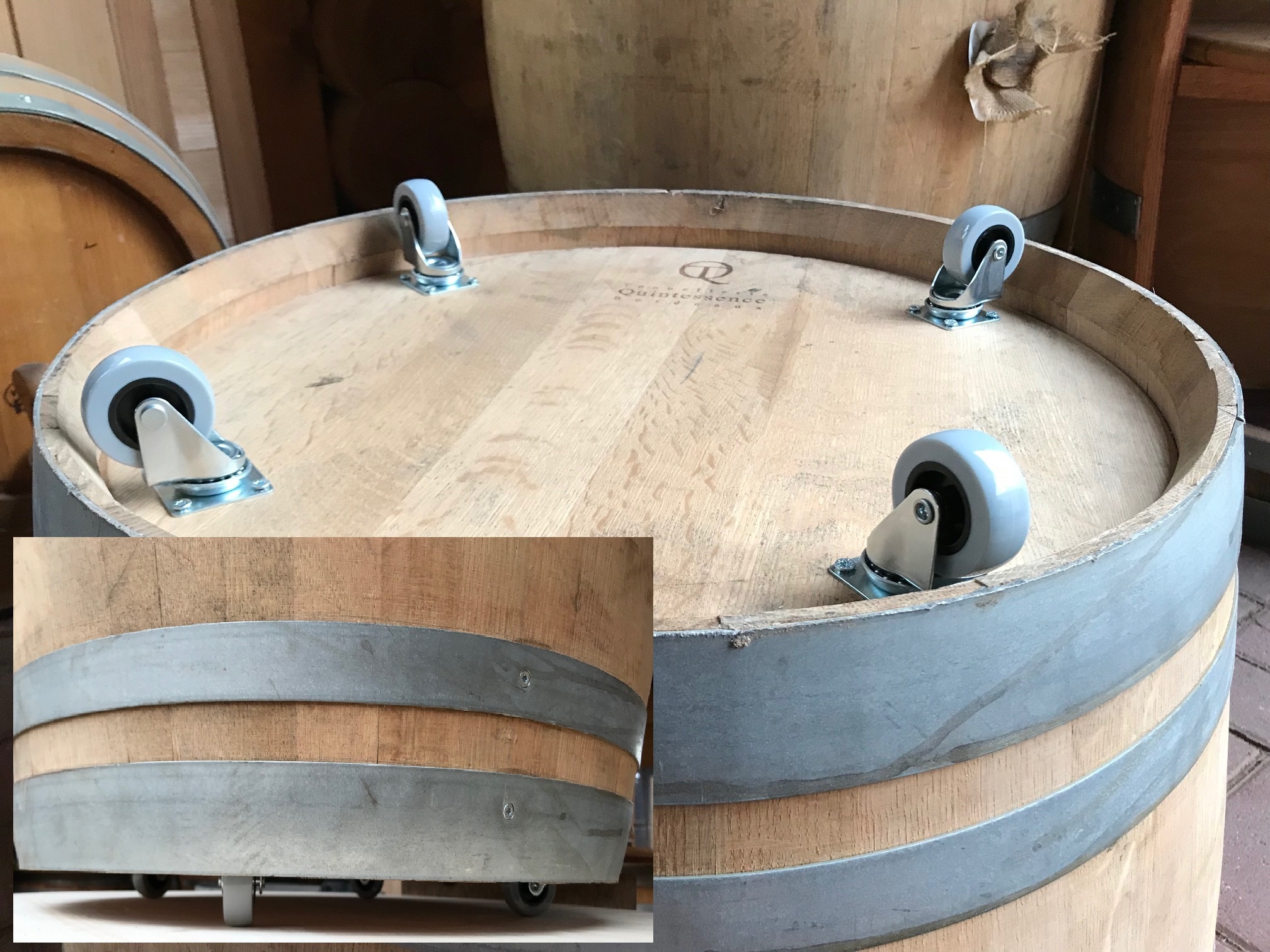 4 x Gummirollen direkt am Unterboden befestigt