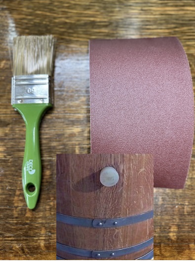 Set im Farbton Eiche hell aus (1 x Pinsel +200ml Lasur + 20x12cm Sandpapier P120)