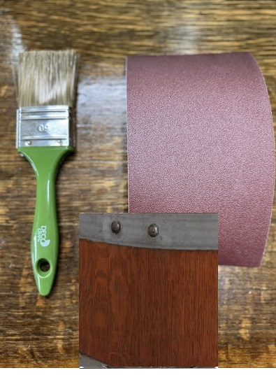 Set im Farbton Mahagoni aus (1 x Pinsel +200ml Lasur + 20x12cm Sandpapier P120)