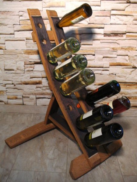 16-er Weinstock, originales Weinregal aus Eichenfassdaube für 16 Flaschen