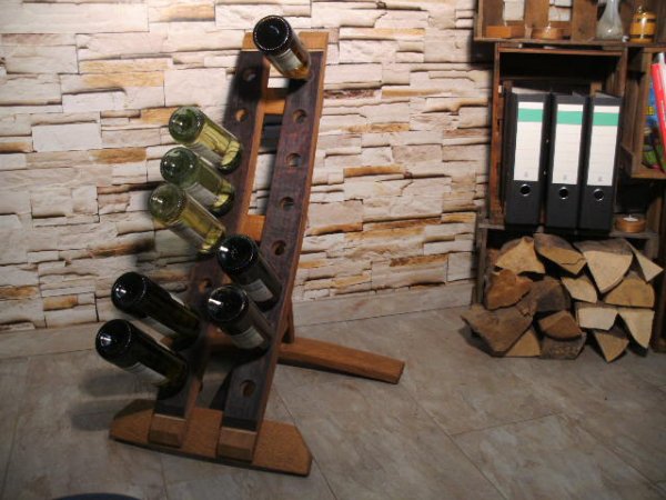 16-er Weinstock, originales Weinregal aus Eichenfassdaube für 16 Flaschen