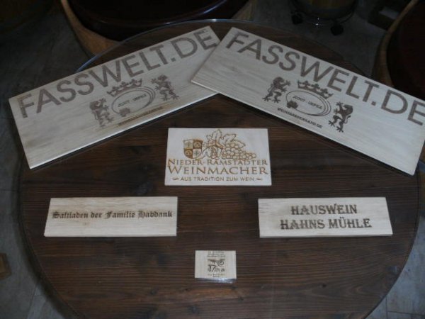 Lasergravur auf Eichenquerbret für alle Fässser bis 225L