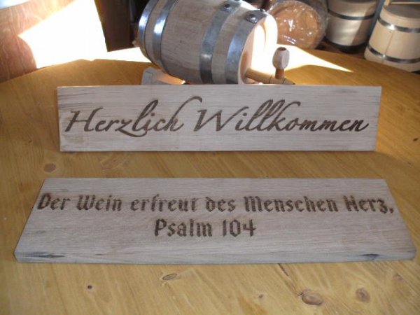 Lasergravur auf Eichenquerbret für alle Fässser bis 225L