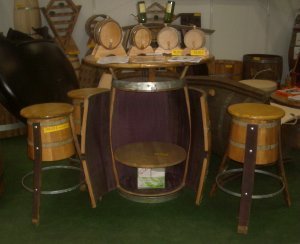 BORDEAUX-Fasstisch+4 Fass-Barhocker-Havanna T.P.D.80cm, H.110cm