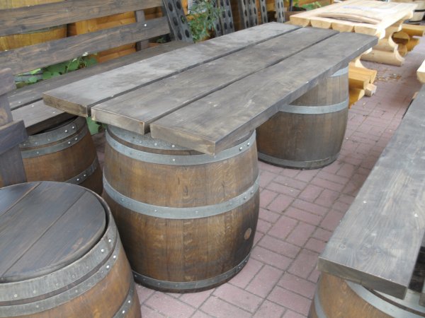 Eichenfass-Sitzgarnitur FASSBIERGARTEN mit 2m Länge