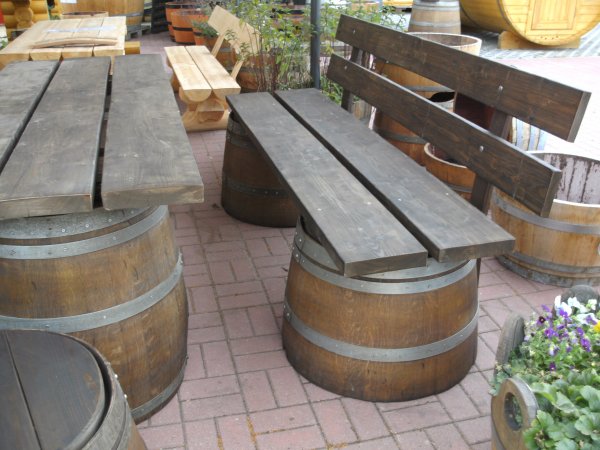 Eichenfass-Sitzgarnitur FASSBIERGARTEN mit 2m Länge