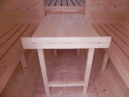 SFF22402 Ø 2,2 m, L 4,0 m, Garten / Camping Maxi-Schlaffass, Fichte mit Terrasse für 2+2 Personen