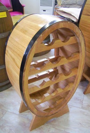 Weinregal OVALFASS für 12 Flaschen aus massivem Eichenholz