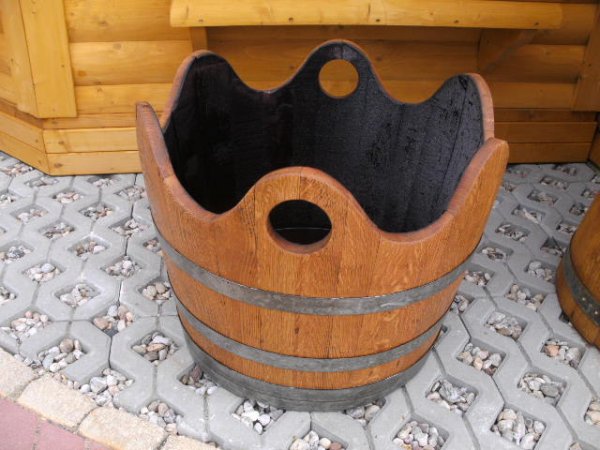 WELLE100L Pflanzenkübel Fasskübel Miniteich Eichenfasshälfte