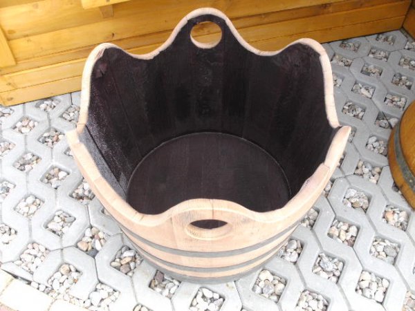 WELLE100L Pflanzenkübel Fasskübel Miniteich Eichenfasshälfte