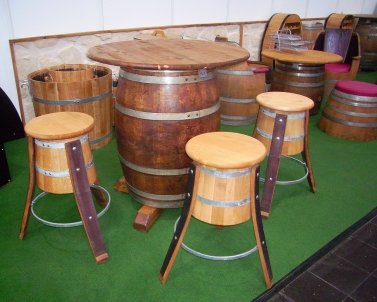 Fasstisch-Rustika Tischplatte D.80cm, Gesamthöhe 110-/115cm