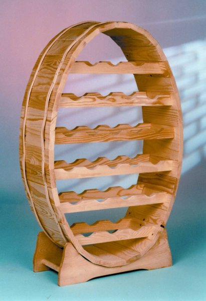 AL475 Weinregal Ellipse für 18 Flaschen natur unbehandelt mit Holzringen