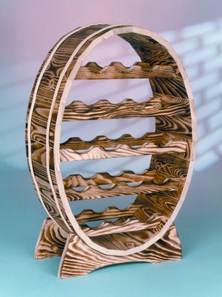 AL475 Weinregal Ellipse für 18 Flaschen natur unbehandelt mit Holzringen