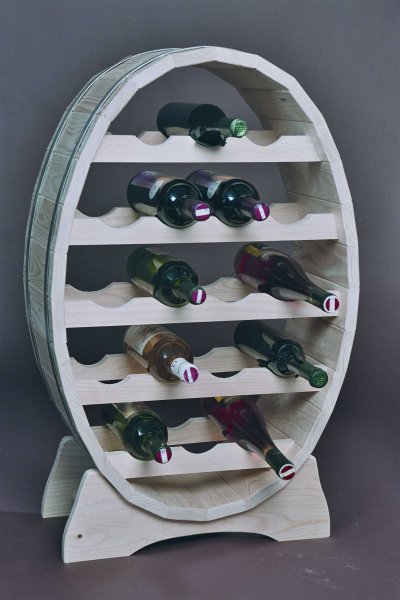 AL671 Weinregal Ellipse für 18 Flaschen eingeölt mit Edelstahlringen