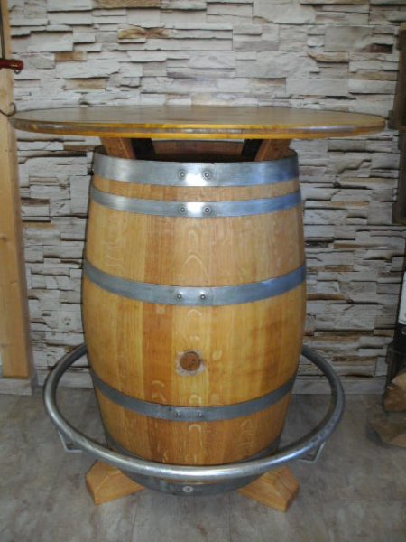 Fasstisch-SILVANER,Tischplatte D.100cm H.115cm Bistrotisch Tisch