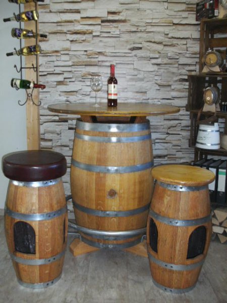 Fasstisch-SILVANER,Tischplatte D.100cm H.115cm Bistrotisch Tisch