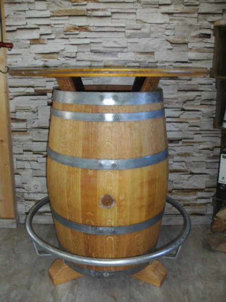 Fasstisch-SILVANER,Tischplatte D.100cm H.115cm Bistrotisch Tisch