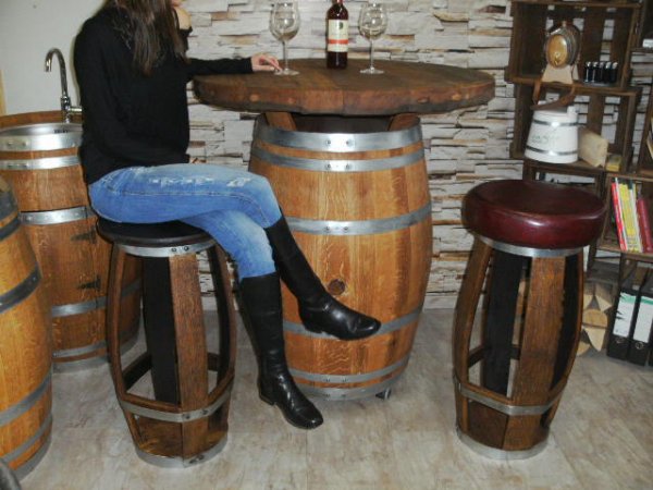 Fasstisch-SILVANER,Tischplatte D.100cm H.115cm Bistrotisch Tisch