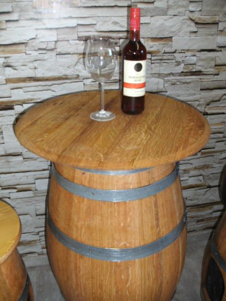 Zigarren Fasstisch-Rustika Eichenplatte D.55-58,H.110cm Bistrotisch