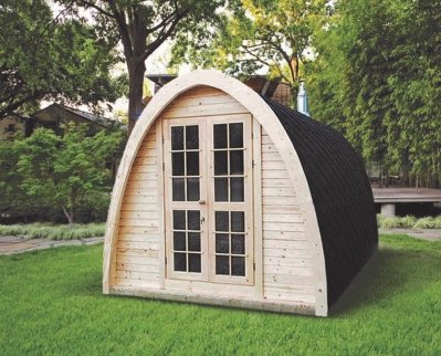 9,6 m² Sauna Pod Holzsauna mit Vorraum und 6Kw Elektroofen Saunahaus Gartensauna Gartenhaus Holzhaus