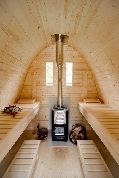 9,6 m² Sauna Pod Holzsauna mit Vorraum und 6Kw Elektroofen Saunahaus Gartensauna Gartenhaus Holzhaus