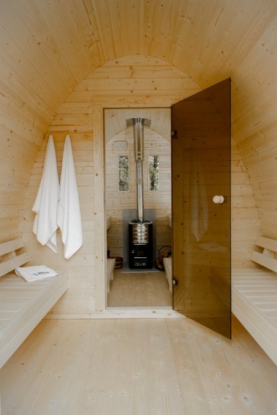 9,6 m² Sauna Pod Holzsauna mit Vorraum und 6Kw Elektroofen Saunahaus Gartensauna Gartenhaus Holzhaus