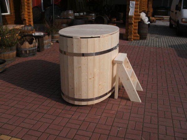 800L ovale Badewane Saunatauchbecken D. ca.160-95cm, Höhe 110cm. Tauchbecken Bottich Wasserfass Regentonne