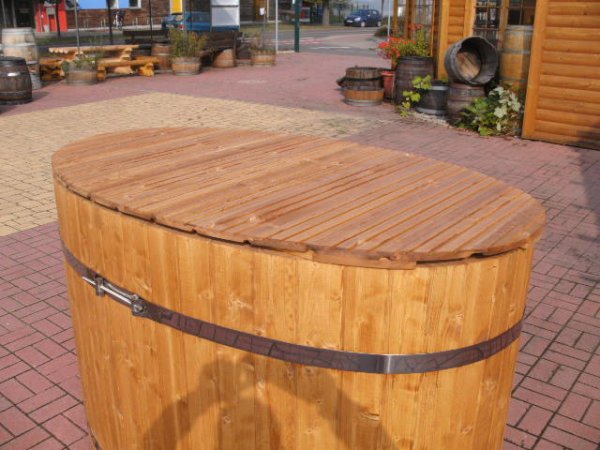 800L ovale Badewane Saunatauchbecken D. ca.160-95cm, Höhe 110cm. Tauchbecken Bottich Wasserfass Regentonne