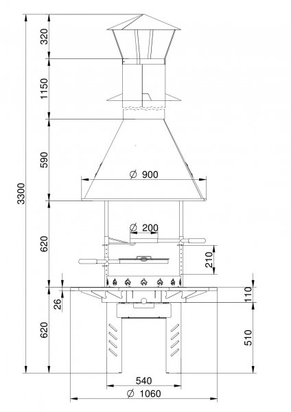 VIKING GRILL RUND für alle Grillkota Kohlegrill BARBECUE BBQ Holzgrill