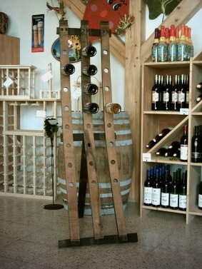 Weinregal Kellergeist 3-er Fassdaube aus massiven original Eichenfass - Dauben