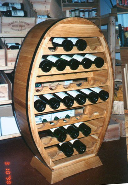 Weinregal OVALFASS für 36 Flaschen aus massivem Eichenholz