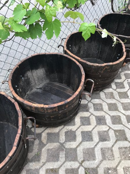BKW65+BG ein 95 Liter Blumenkübel aus Whiskyfass D.oben 65 D.unten 55cm, H.45cm