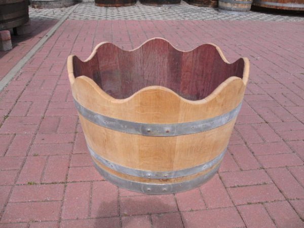 WELLE-Light 100L Pflanzenkübel Fasskübel Miniteich Eichenfasshälfte