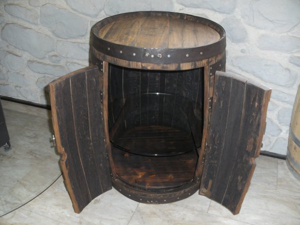 170L Whiskyfass - Tisch - Bar - BOURBON Höhe 75cm D. 60cm Eichenfassbar Eichenfass Holzfass Fasstisch Bistrotisch Stehtisch Fasstheke