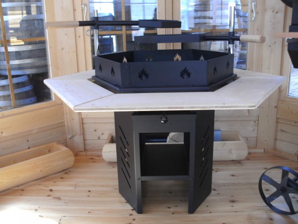 TOP 6-Eckiger LUXURY GRILL ohne Kaminabzug für alle Grillkota & Pavillon Kohlegrill BARBECUE BBQ Holzgrill