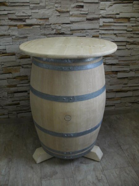 225L Fasstisch-SILVANA mit 4 Fass-Barhocker-HAVANA T-Platte D.100cm H110cm