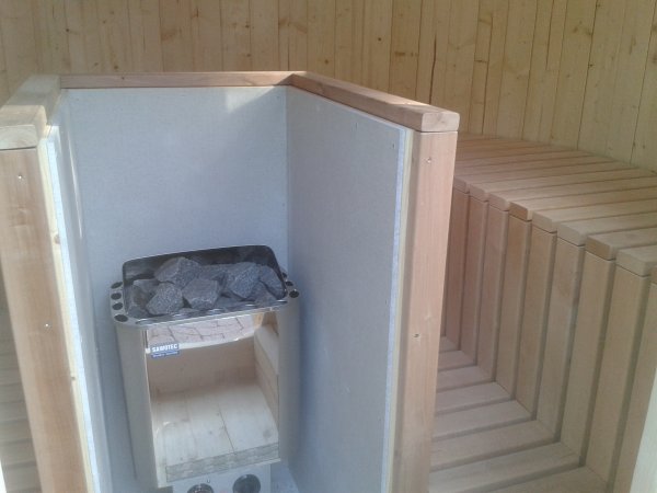 VSFF24530 Ø 2,45 m, H 3,0 m, vertikales ovales Saunafass, Fichte für 5-7 Personen 9,3m³