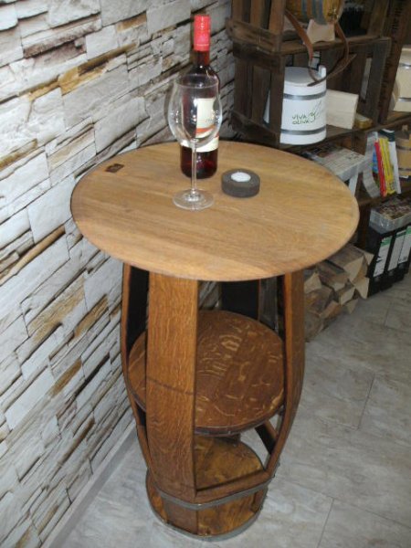 Fasstisch-Havanna-Light D58,H.100cm+4xFassbarhocker Havanna Light Bistrotisch Gruppe