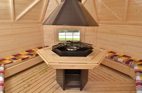 GKF92ES9,2 m2 Grillkota für ca. 10 Personen mit Sauna - Erweiterungsanbau 4,3m²