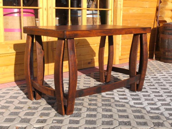 Office Fasstisch Bodega aus massivem Eichenholz mit original Fassdaubenfüßen