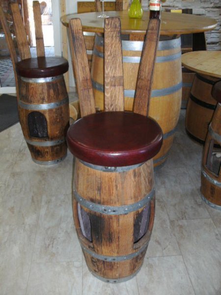 Fass - Barhocker HAVANNA-RL Stehtischhocker Fasshocker mit Rückenlehne aus original Eichenfassdauben