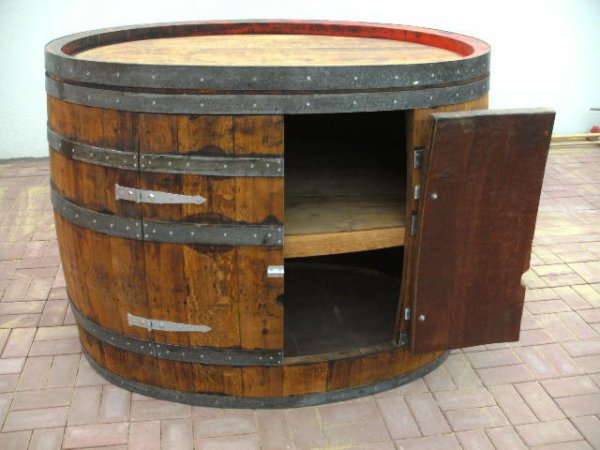 Fasskönigbar aus ovalem 1200L gebrauchtem Eichenfass mit Zwische