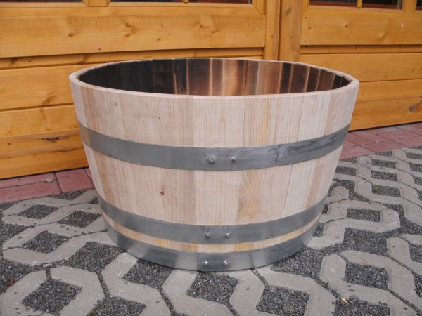 50 Liter neue Kastanienholzfass Fasshälfte mit D.52cm, Höhe 40cm