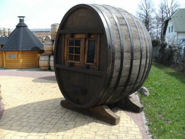Fass-Gartenlaube-oval, Verkaufstand, Weintheke, Weinverkostungss