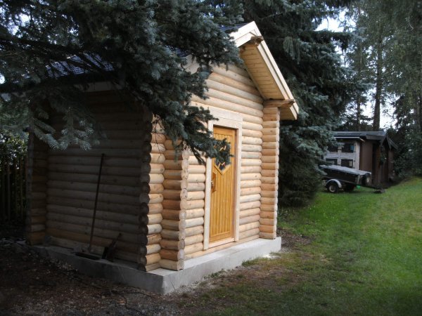 Rundbohlen Sauna RBS35x30 massive Gartensauna 3,5x3m Saunahaus Holzhaus Holzsauna massiv