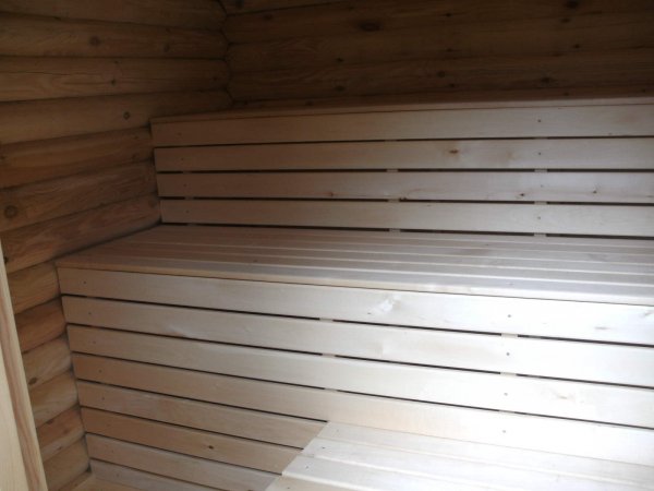 Rundbohlen Sauna RBS35x30 massive Gartensauna 3,5x3m Saunahaus Holzhaus Holzsauna massiv