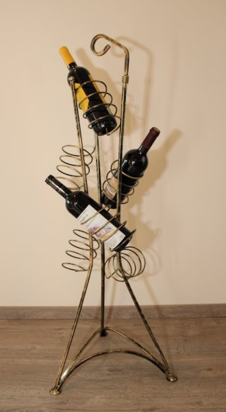 5-er Schmiedebogentraum-Weinregal aus massivem Schmiedeeisen für 5 Flaschen